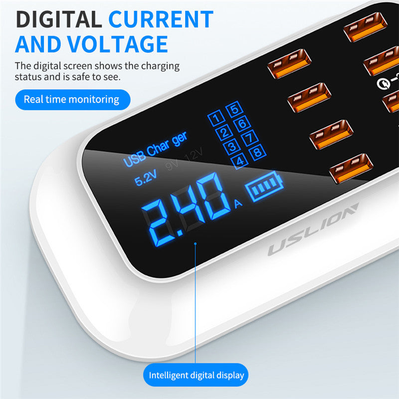 PD18W Smart Digital Power Hub – 8-in-1 Fast Charging Station with LED Voltage Display