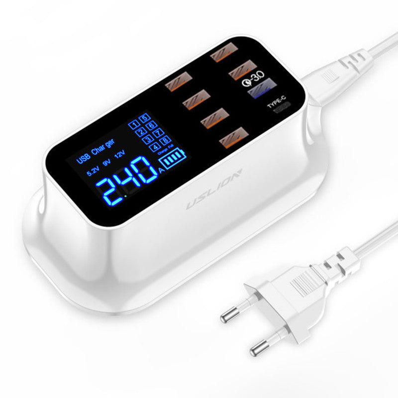 PD18W Smart Digital Power Hub – 8-in-1 Fast Charging Station with LED Voltage Display