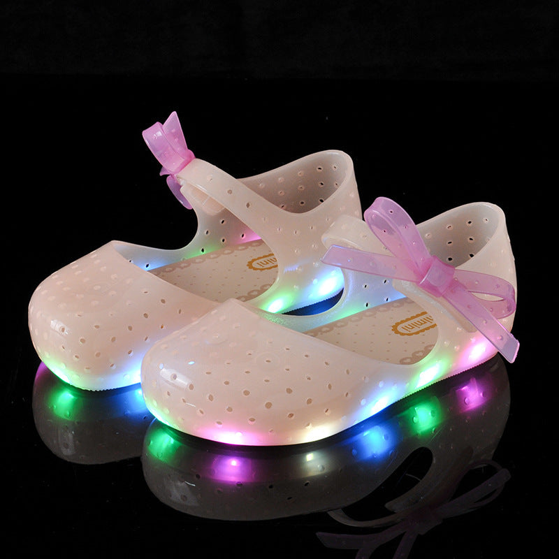 Glow-in-the-Dark Baby Jelly Shoes – Soft Bow Design