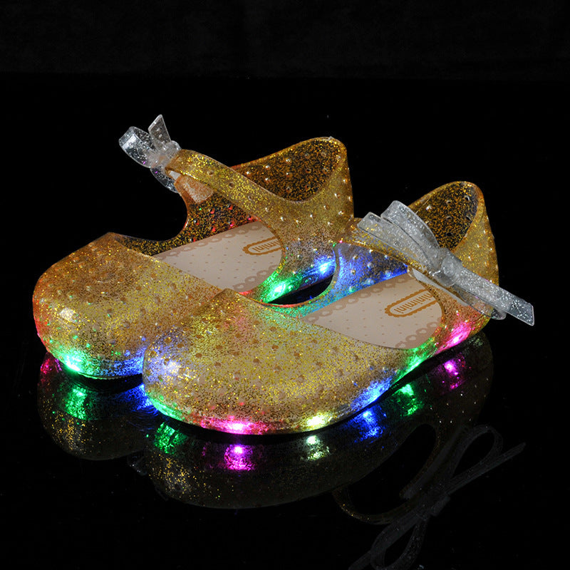 Glow-in-the-Dark Baby Jelly Shoes – Soft Bow Design