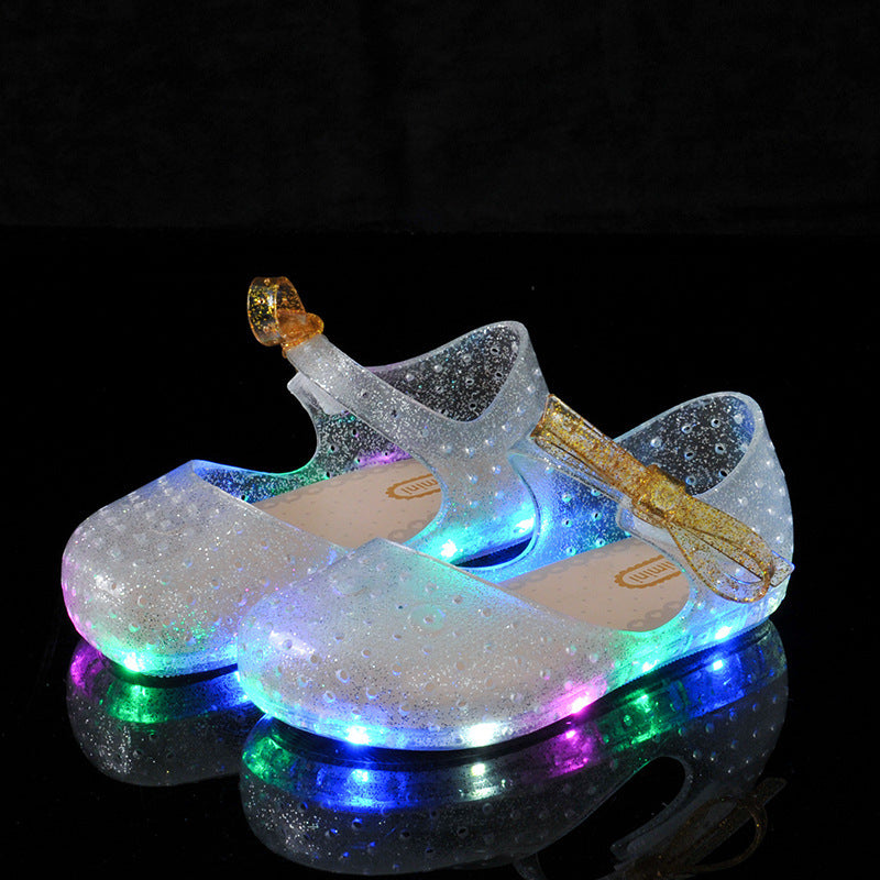 Glow-in-the-Dark Baby Jelly Shoes – Soft Bow Design