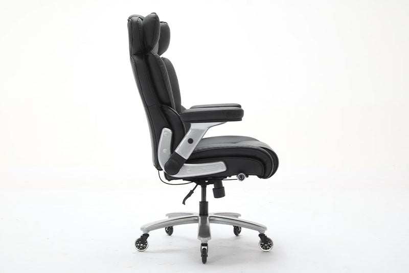 Big & Tall Executive Leather Office Chair – 500lbs Capacity, Flip-Up Armrests, Wide Seat Design