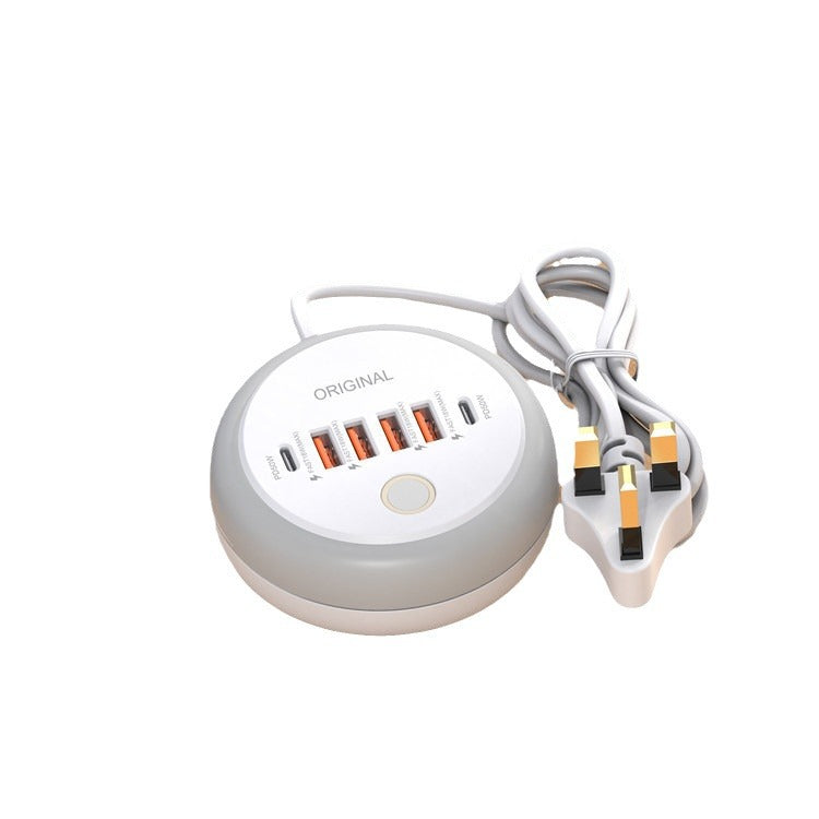 TouchPort™ Smart Fast Charging Hub – 6-in-1 Power Strip with USB & Type-C