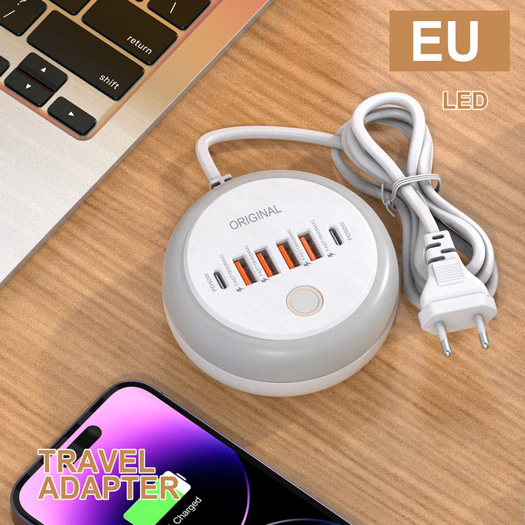 TouchPort™ Smart Fast Charging Hub – 6-in-1 Power Strip with USB & Type-C