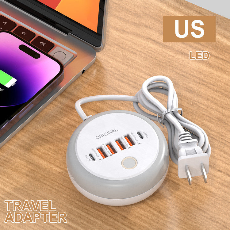 TouchPort™ Smart Fast Charging Hub – 6-in-1 Power Strip with USB & Type-C