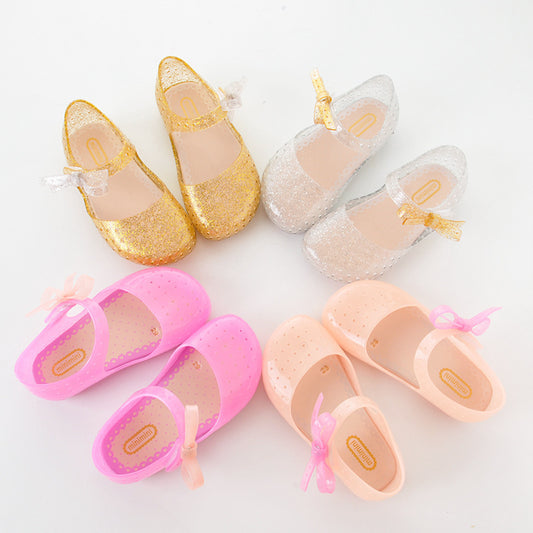 Glow-in-the-Dark Baby Jelly Shoes – Soft Bow Design