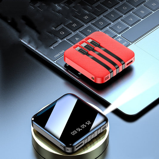 Power Bank – 10000mAh Fast Charge with Built-in Cables (LED Display)
