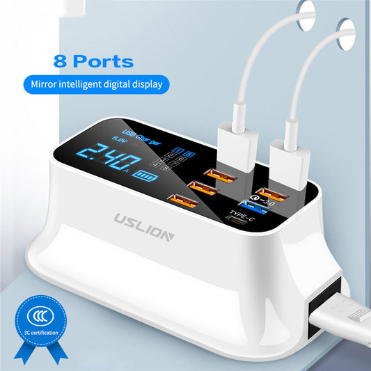 PD18W Smart Digital Power Hub – 8-in-1 Fast Charging Station with LED Voltage Display