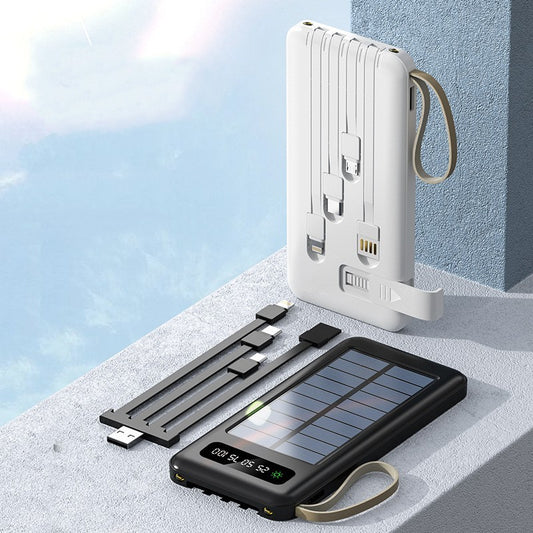 Solar Power Bank – 20,000mAh / 30,000mAh Outdoor Mobile Charger with Built-In Cable