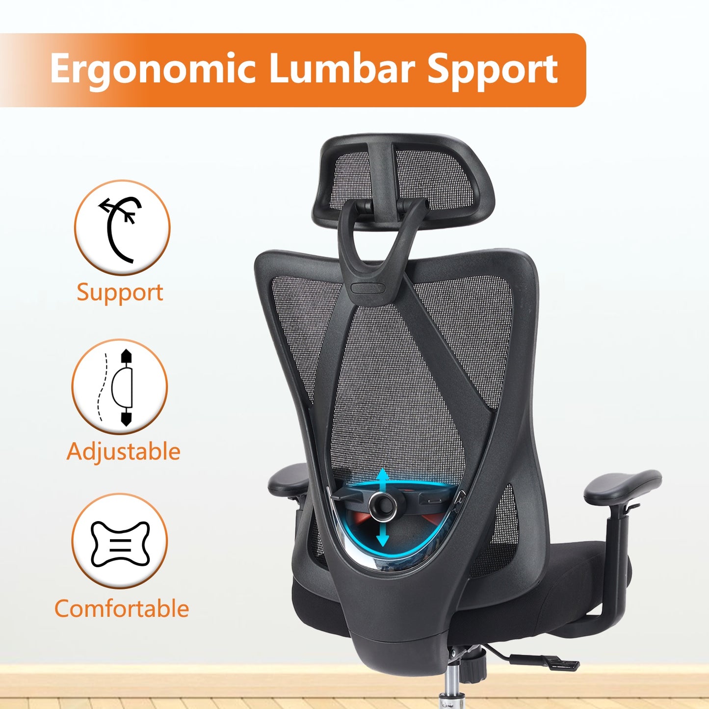 Ergonomic Mesh Executive Office Chair with Adjustable Headrest & Lumbar – Grey or Black