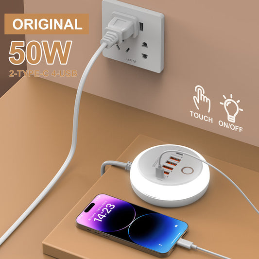 TouchPort™ Smart Fast Charging Hub – 6-in-1 Power Strip with USB & Type-C