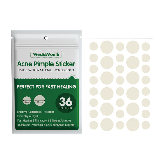 West&Month Acne Pimple Sticker – Fast Healing Hydrocolloid Patches (36 pcs)